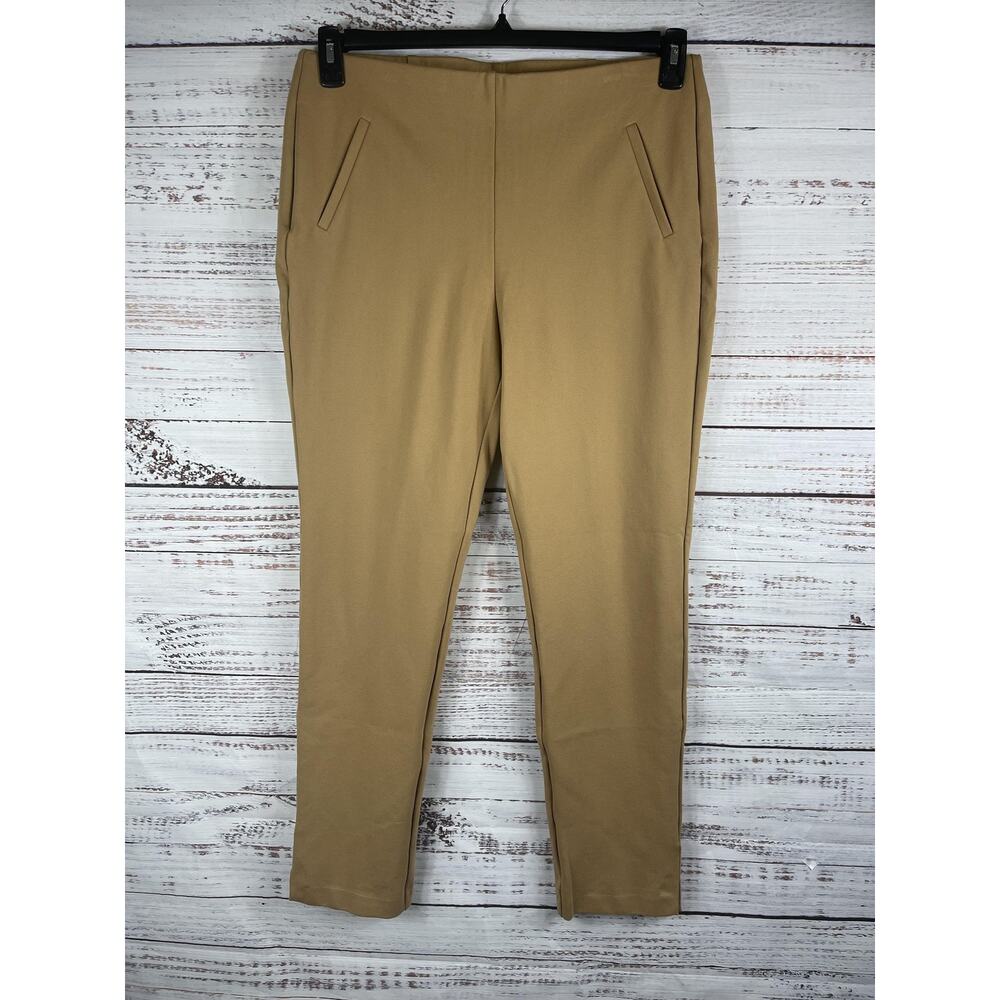 Chicos Pants Women's 14 Tall Tan Slim Ankle Pull On Stretch Office Career Casual
